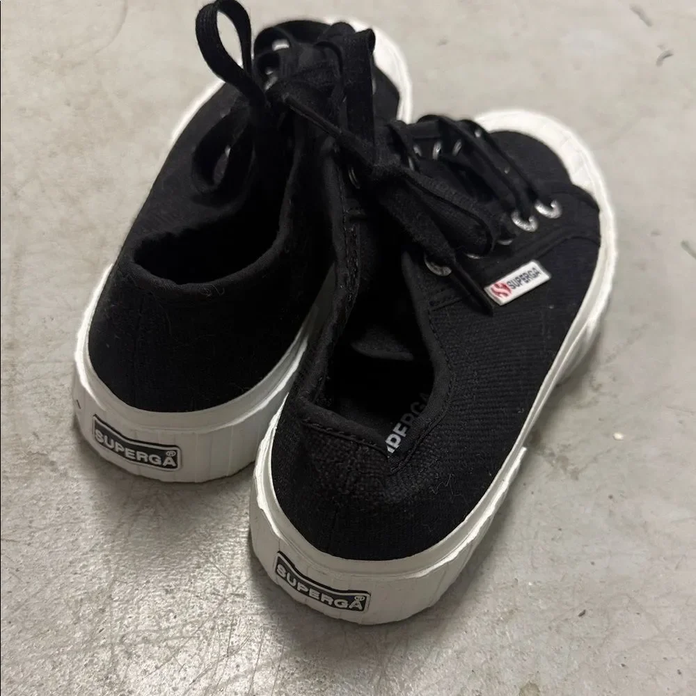 Superga Classic Black Lace-Up Sneakers Size 36 BRAND NEW